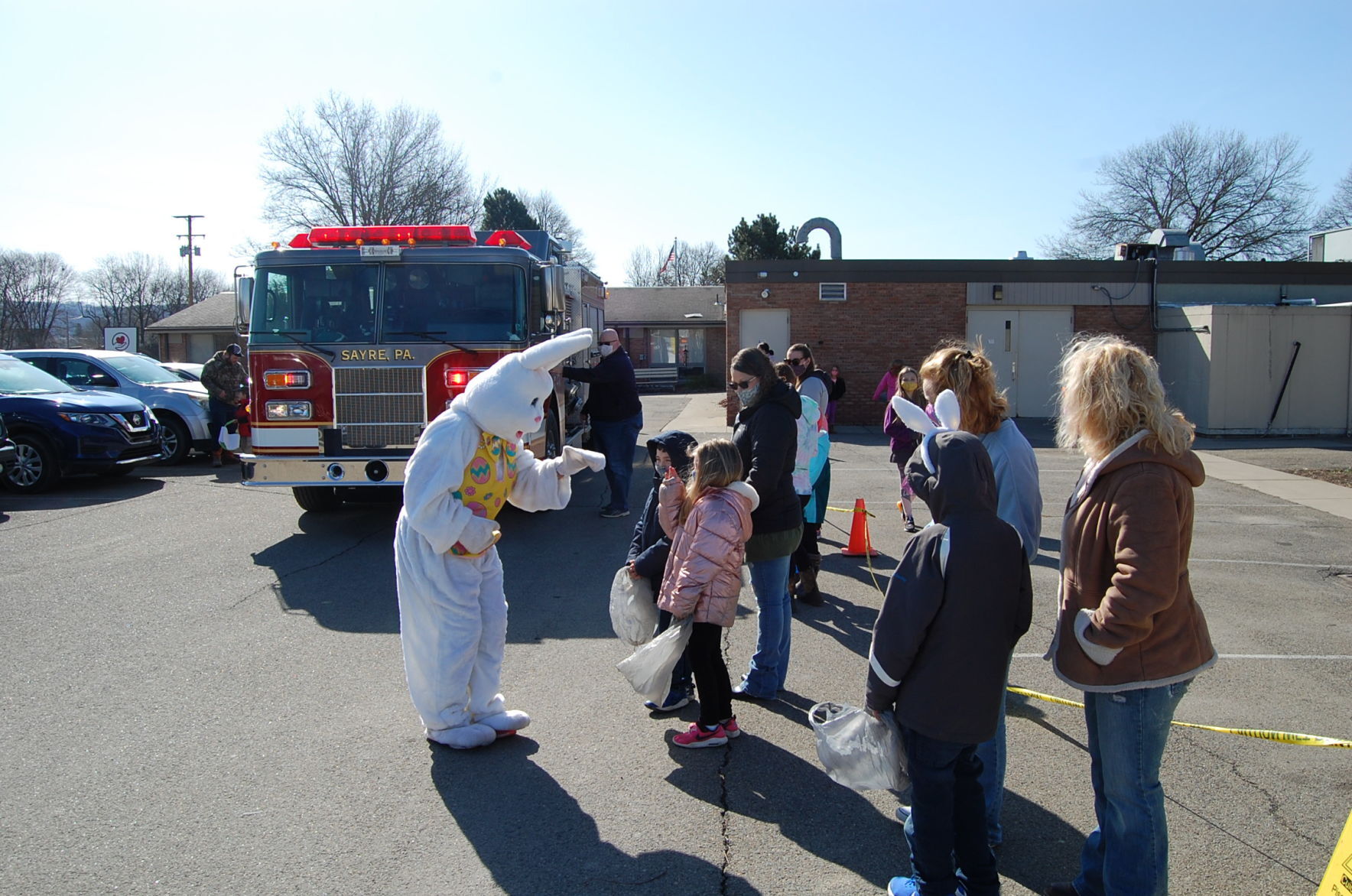 Easter bunny appeared at Sayre egg hunt